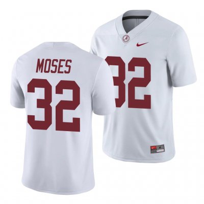 Men's Alabama Crimson Tide #32 Dylan Moses White Game NCAA College Football Jersey 2403TXND1